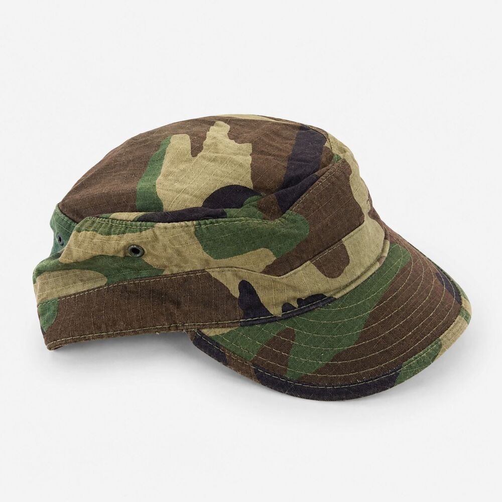 US Military BDU Patrol Cap Woodland Camo Army Hat Size 7 1/8 Vintage Style